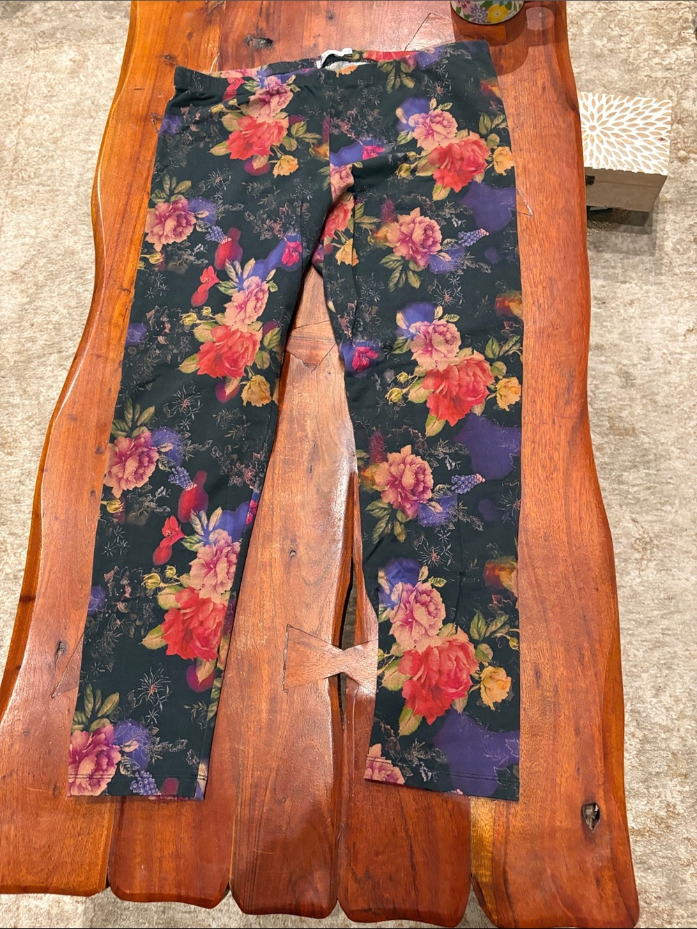 Floral Print Ponte Leggings - Black Multi